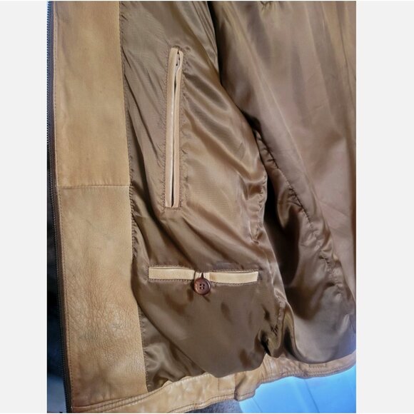 MISSANI LE COLLEZIONI Distressed Leather Motorcycle Jacket Men L Sportcoat Tan G - Picture 9 of 16